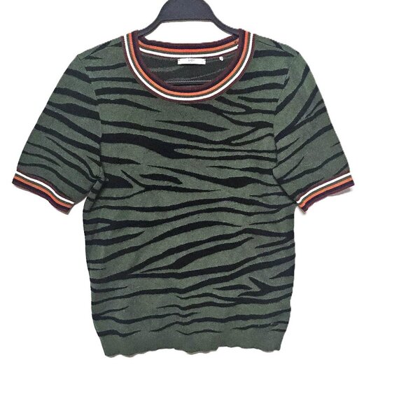 edc Sweaters - EDC Green Animal Striped Sweater Large
